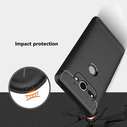 NALIA Silikonhülle für Sony Xperia XZ2 Compact – Rutschfest & Matt – VORTEX (Gebürstete Optik & Carbon Design) – Marke aus Berlin