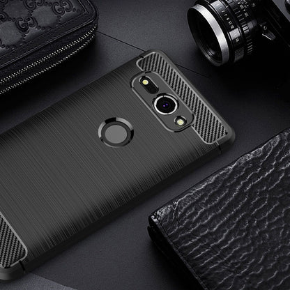 NALIA Silikonhülle für Sony Xperia XZ2 Compact – Rutschfest & Matt – VORTEX (Gebürstete Optik & Carbon Design) – Marke aus Berlin
