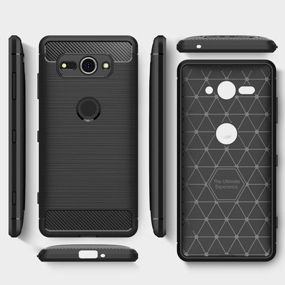 NALIA Silikonhülle für Sony Xperia XZ2 Compact – Rutschfest & Matt – VORTEX (Gebürstete Optik & Carbon Design) – Marke aus Berlin