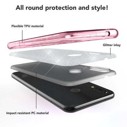 NALIA Glitzerhülle für Huawei P20 Lite – Funkelnder Glitzer-Look & Grip – SHINEPOP (Silikon Case) – Marke aus Berlin