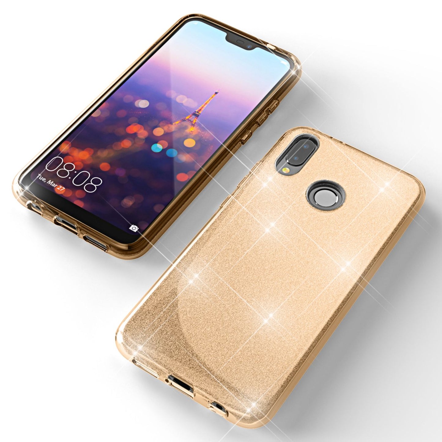 NALIA Glitzerhülle für Huawei P20 Lite – Funkelnder Glitzer-Look & Grip – SHINEPOP (Silikon Case) – Marke aus Berlin