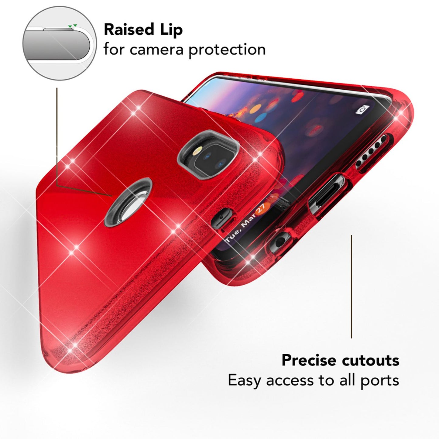 NALIA Glitzerhülle für Huawei P20 Lite – Funkelnder Glitzer-Look & Grip – SHINEPOP (Silikon Case) – Marke aus Berlin