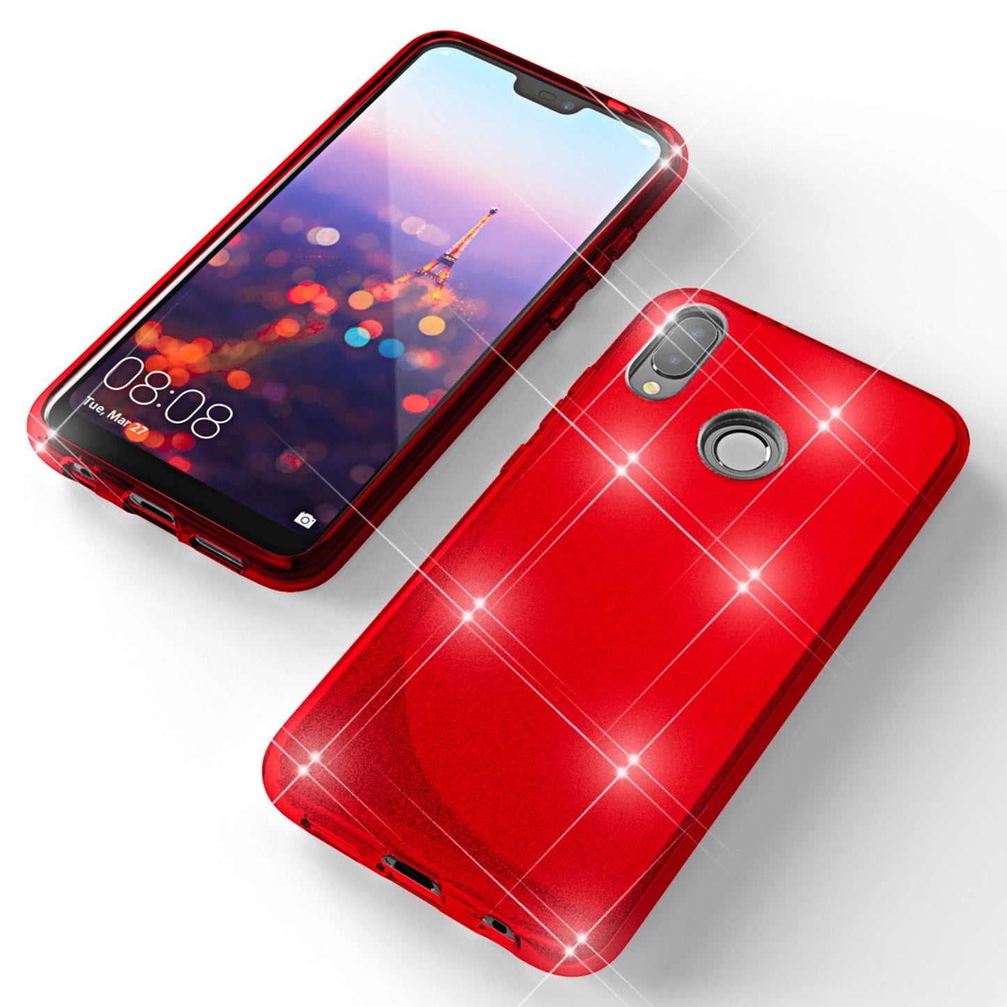 NALIA Glitzerhülle für Huawei P20 Lite – Funkelnder Glitzer-Look & Grip – SHINEPOP (Silikon Case) – Marke aus Berlin