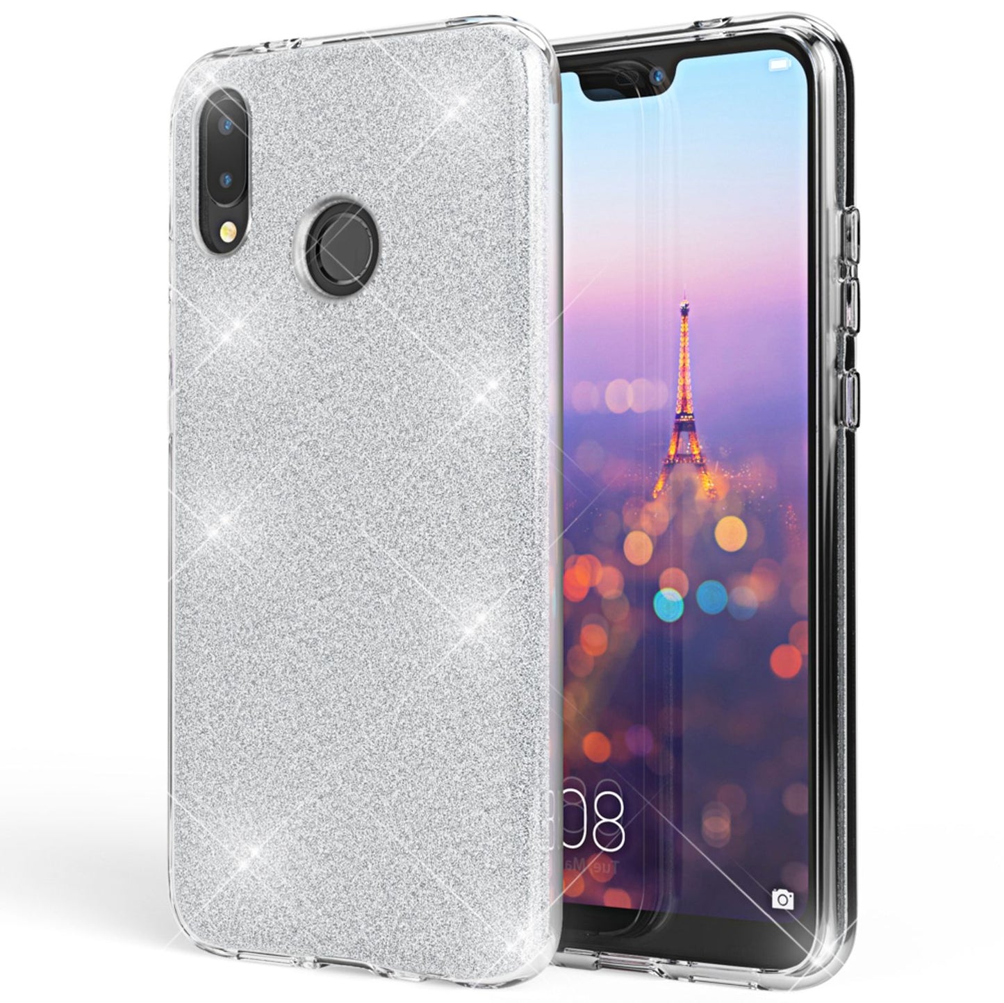 NALIA Glitzerhülle für Huawei P20 Lite – Funkelnder Glitzer-Look & Grip – SHINEPOP (Silikon Case) – Marke aus Berlin
