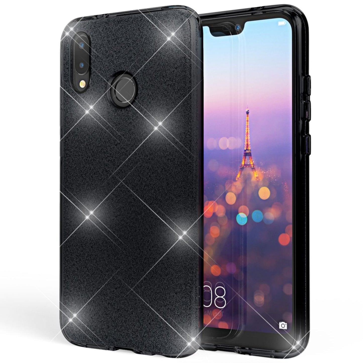 NALIA Glitzerhülle für Huawei P20 Lite – Funkelnder Glitzer-Look & Grip – SHINEPOP (Silikon Case) – Marke aus Berlin