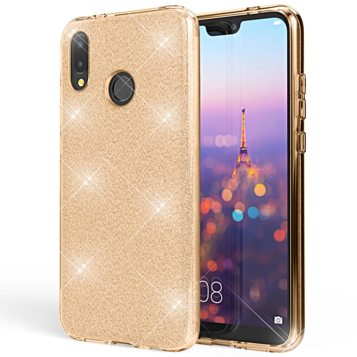 NALIA Glitzerhülle für Huawei P20 Lite – Funkelnder Glitzer-Look & Grip – SHINEPOP (Silikon Case) – Marke aus Berlin