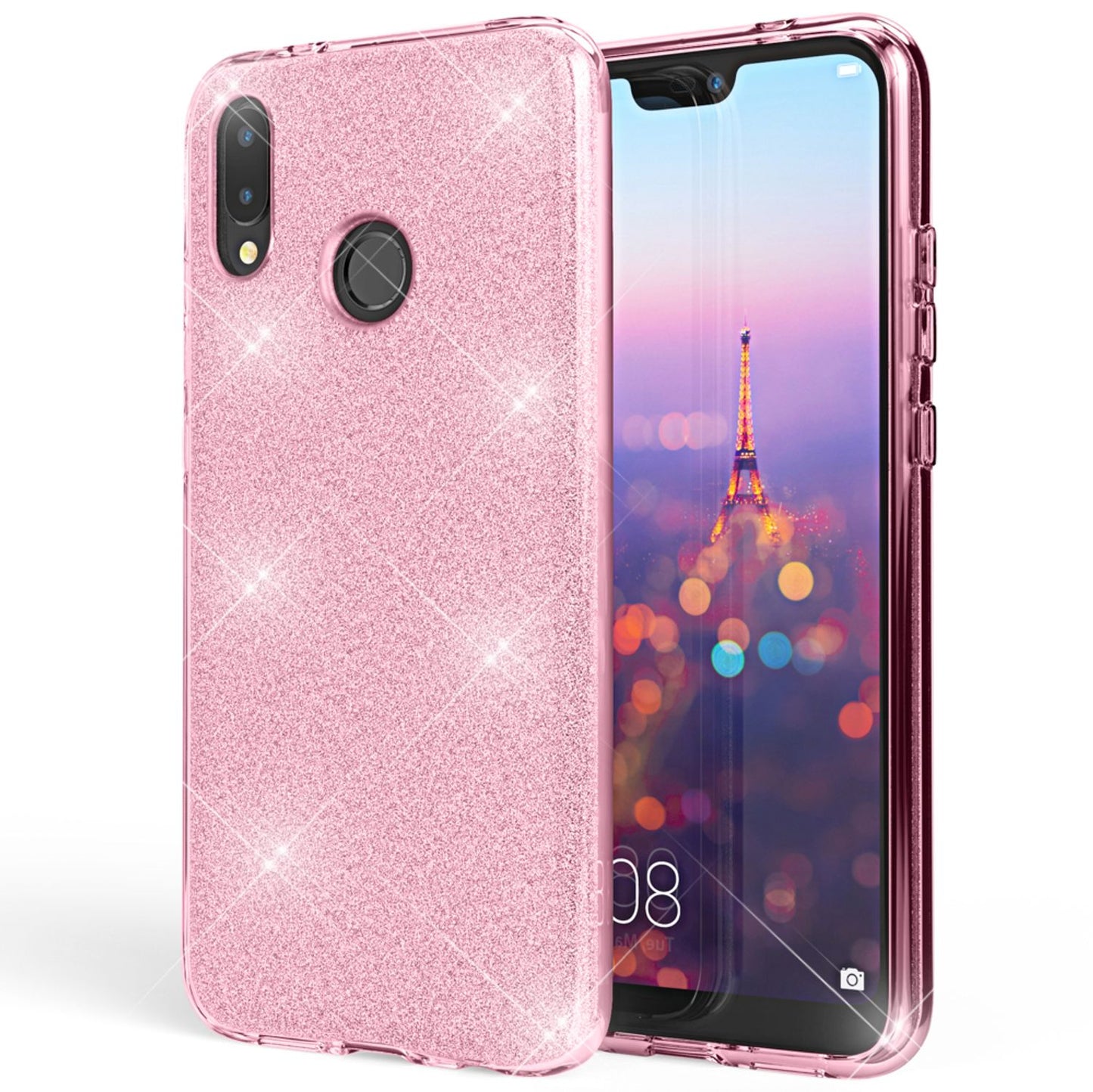 NALIA Glitzerhülle für Huawei P20 Lite – Funkelnder Glitzer-Look & Grip – SHINEPOP (Silikon Case) – Marke aus Berlin