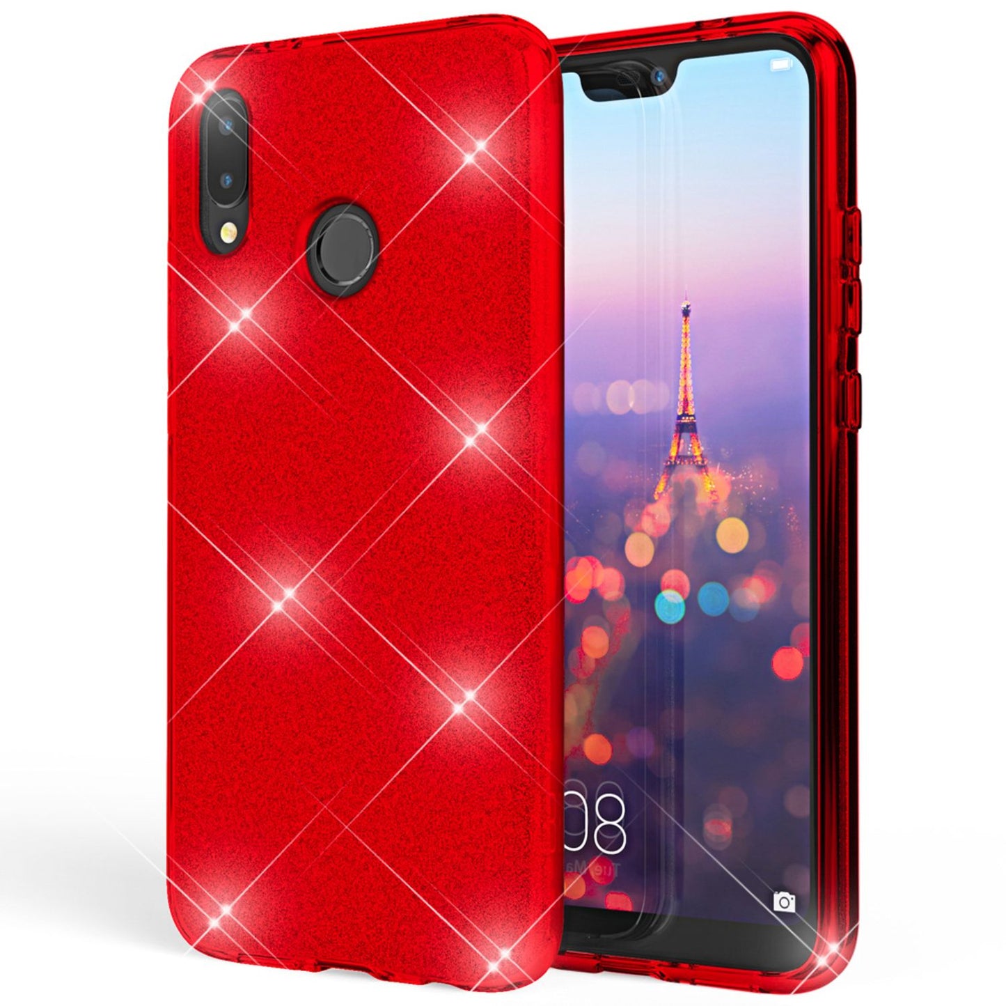 NALIA Glitzerhülle für Huawei P20 Lite – Funkelnder Glitzer-Look & Grip – SHINEPOP (Silikon Case) – Marke aus Berlin