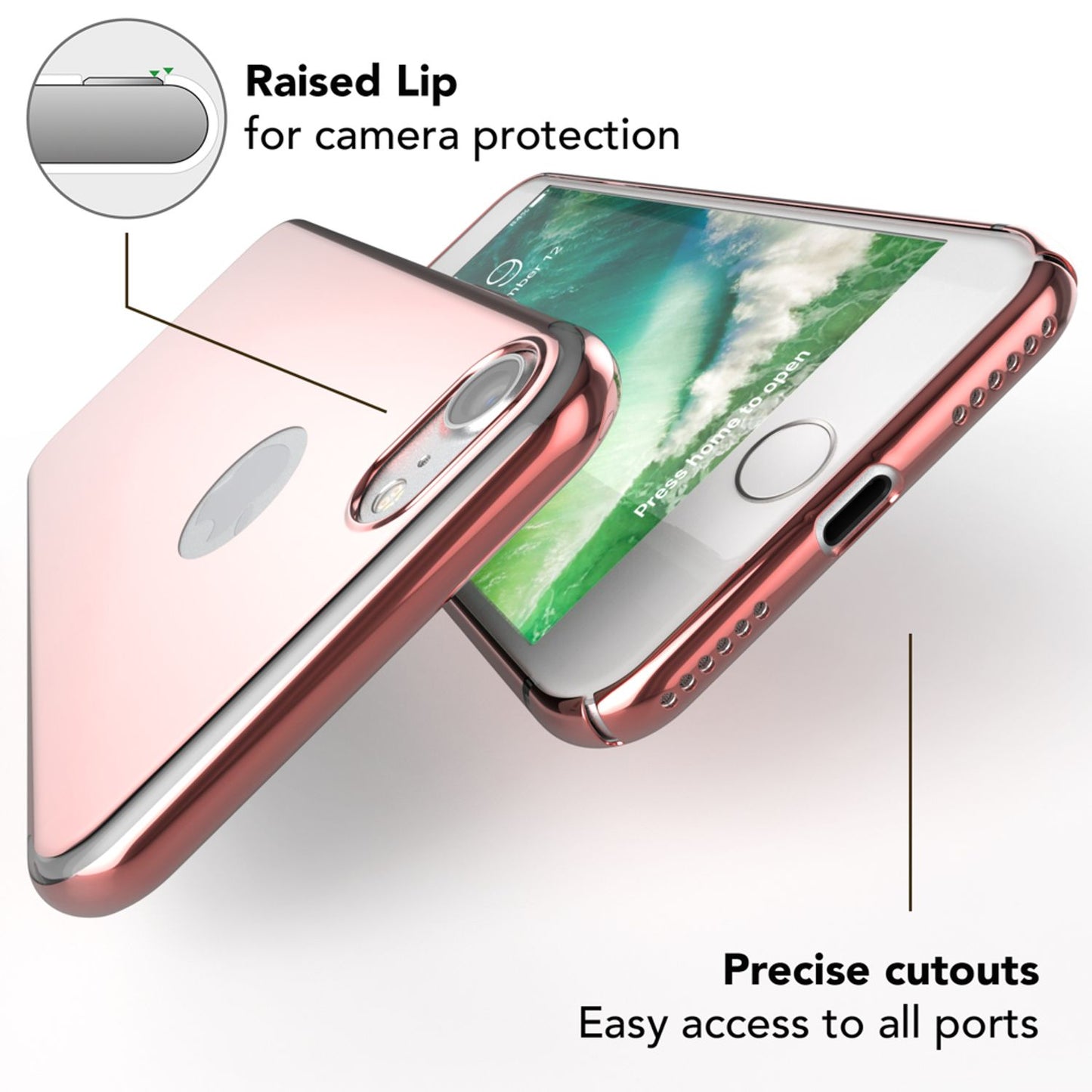 NALIA Spiegel Handyhülle kompatibel mit iPhone 7, Ultra-Slim Cover Mirror Case Hardcase, Dünne Schutzhülle Backcover verspiegelt, Handy-Tasche Bumper Phone Etui