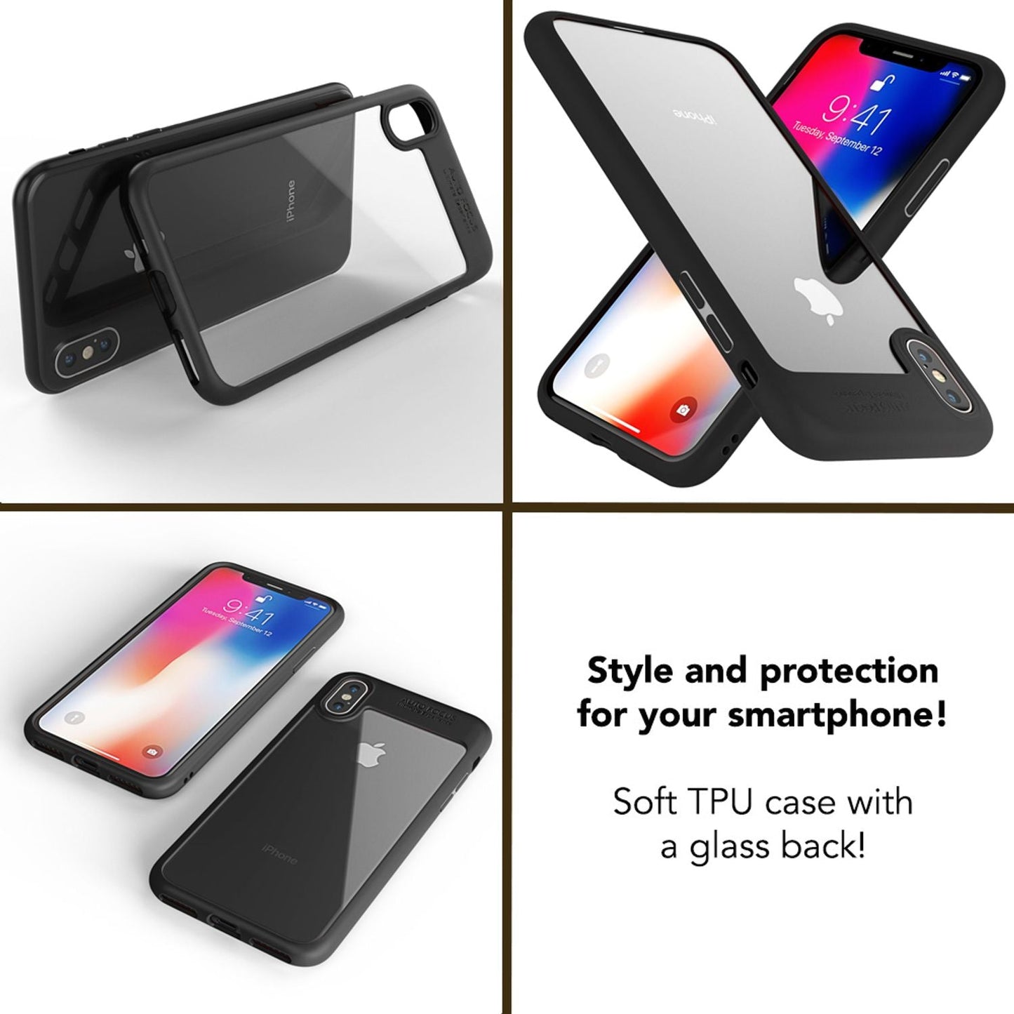 NALIA Handyhülle kompatibel mit iPhone X / XS, Durchsichtiges Hardcase & Silikon Bumper, Schutzhülle Cover Handy-Tasche Hülle Phone Case Transparent, Slim Backcover Etui Hardcover