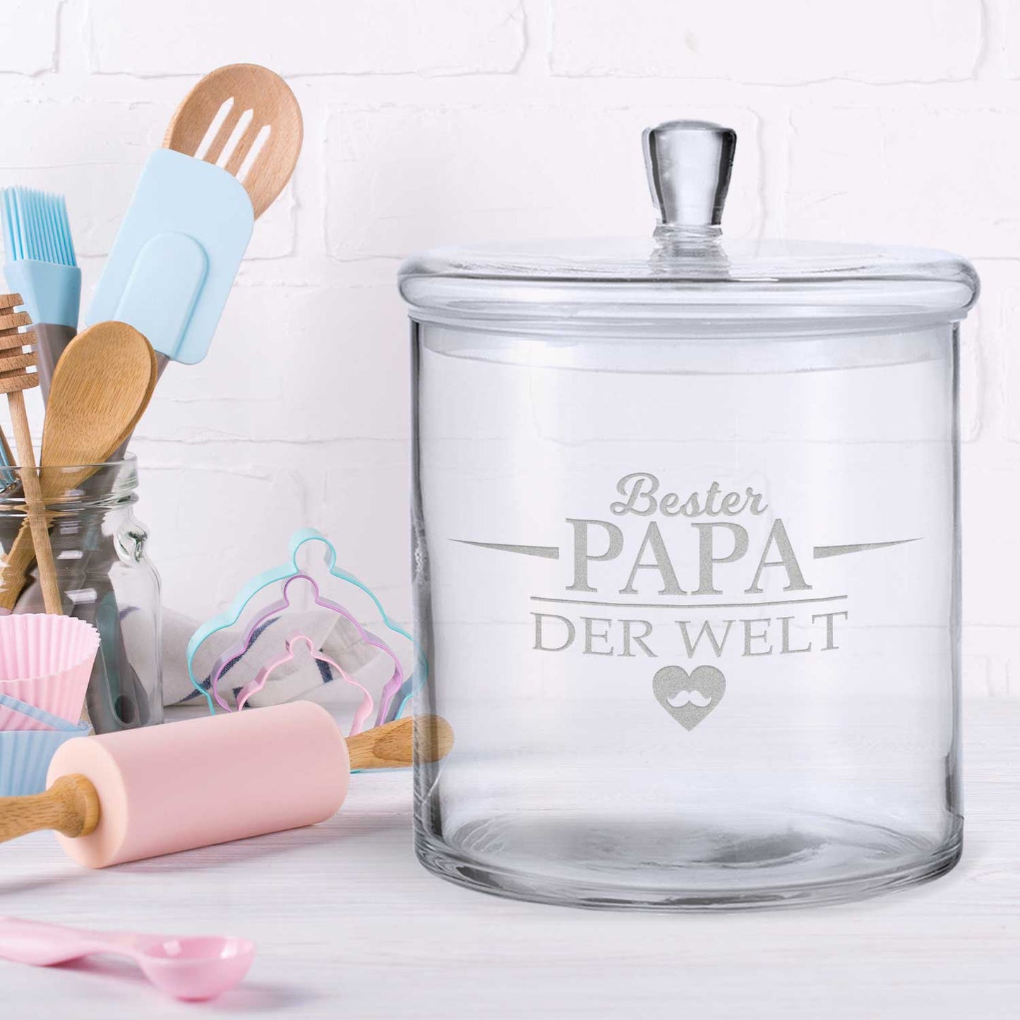 Leonardo Keksglas mit Gravur "Bester Papa der Welt"