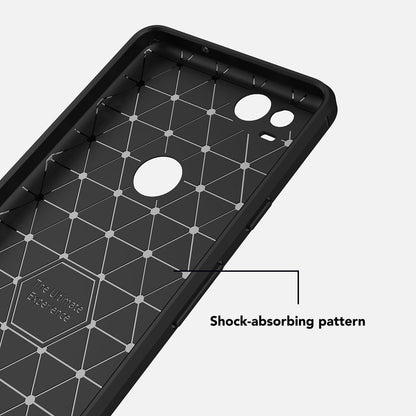 NALIA Silikonhülle für Google Pixel 2 – Rutschfest & Matt – VORTEX (Gebürstete Optik & Carbon Design) – Marke aus Berlin