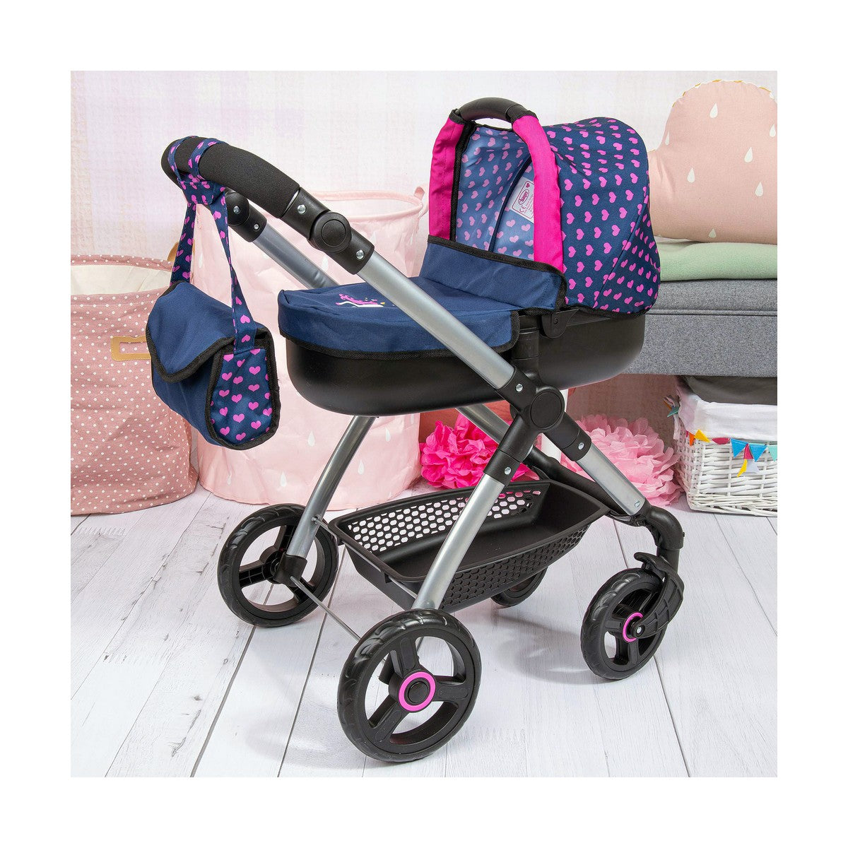 Puppenwägelchen Reig Stule Pram Marineblau 63 cm - Meloni2