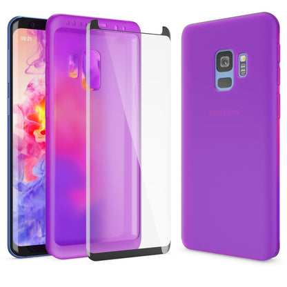 NALIA 360 Grad Hülle kompatibel mit Samsung Galaxy S9, Full Cover Handyhülle mit Schutzglas Doppel-Schutz, Dünnes Case Silikon Etui, Transparenter Displayschutz & Rückseite