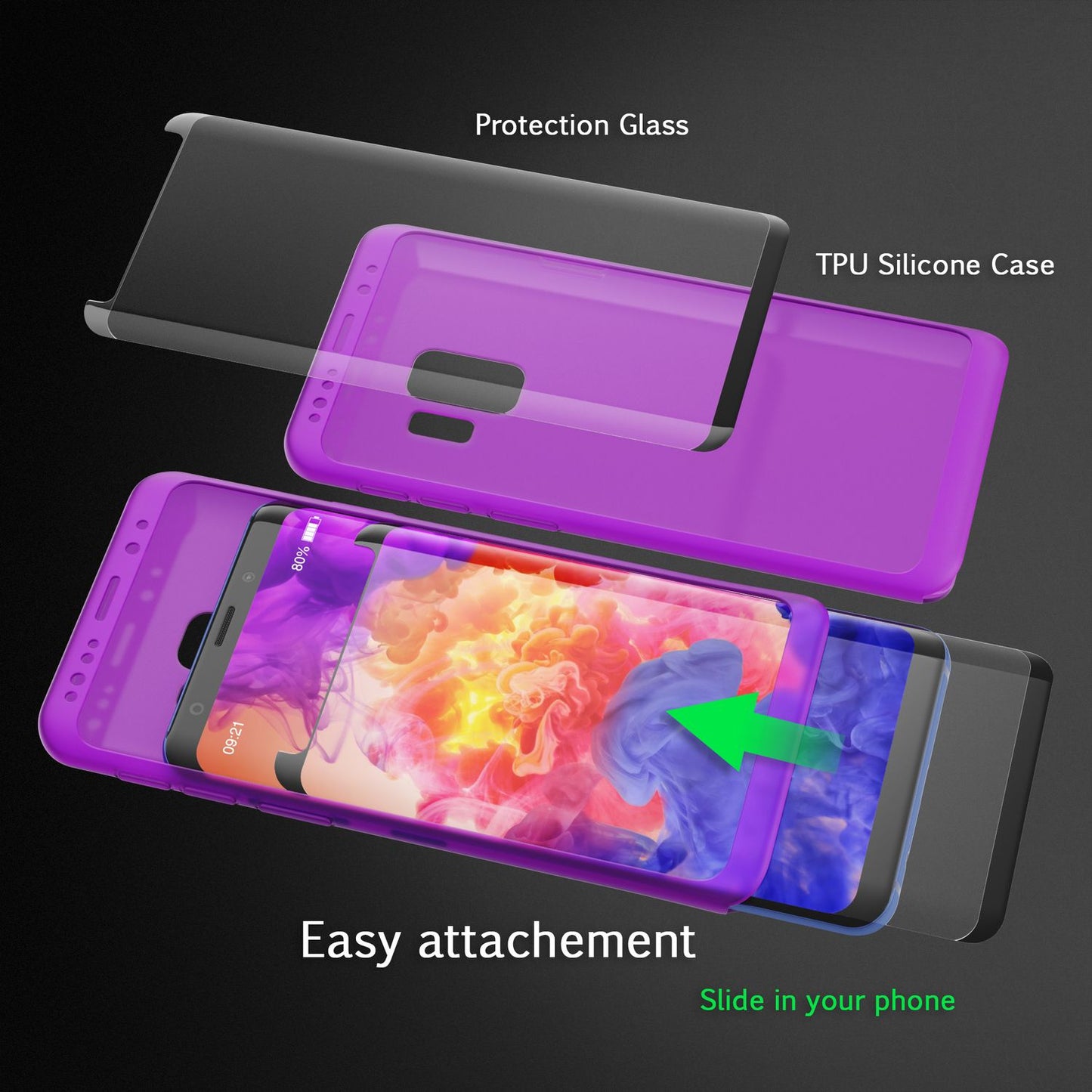 NALIA 360 Grad Hülle kompatibel mit Samsung Galaxy S9, Full Cover Handyhülle mit Schutzglas Doppel-Schutz, Dünnes Case Silikon Etui, Transparenter Displayschutz & Rückseite