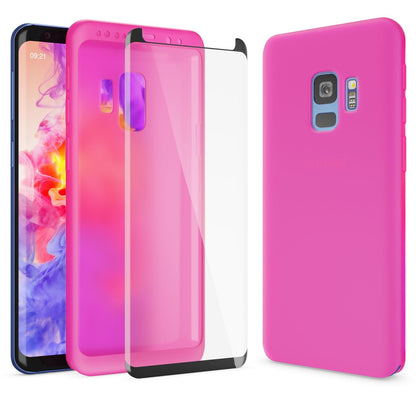 NALIA 360 Grad Hülle kompatibel mit Samsung Galaxy S9, Full Cover Handyhülle mit Schutzglas Doppel-Schutz, Dünnes Case Silikon Etui, Transparenter Displayschutz & Rückseite