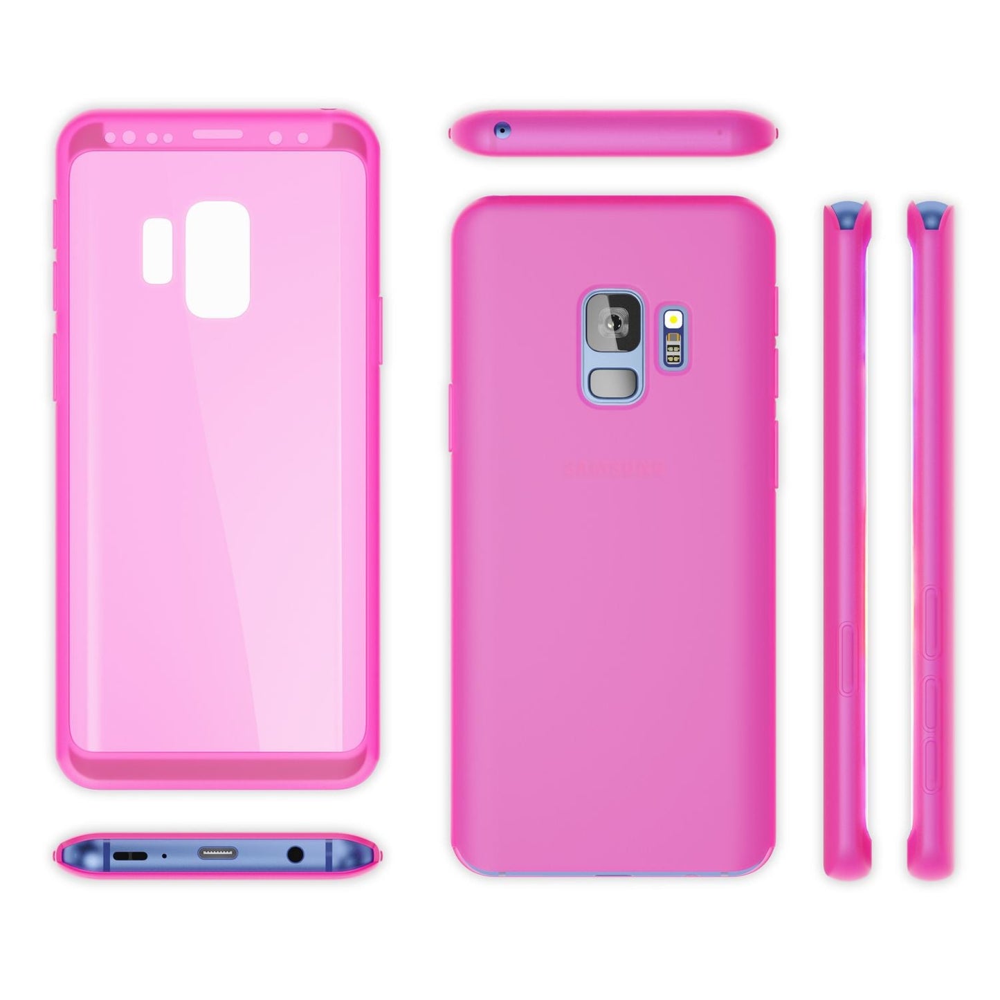 NALIA 360 Grad Hülle kompatibel mit Samsung Galaxy S9, Full Cover Handyhülle mit Schutzglas Doppel-Schutz, Dünnes Case Silikon Etui, Transparenter Displayschutz & Rückseite