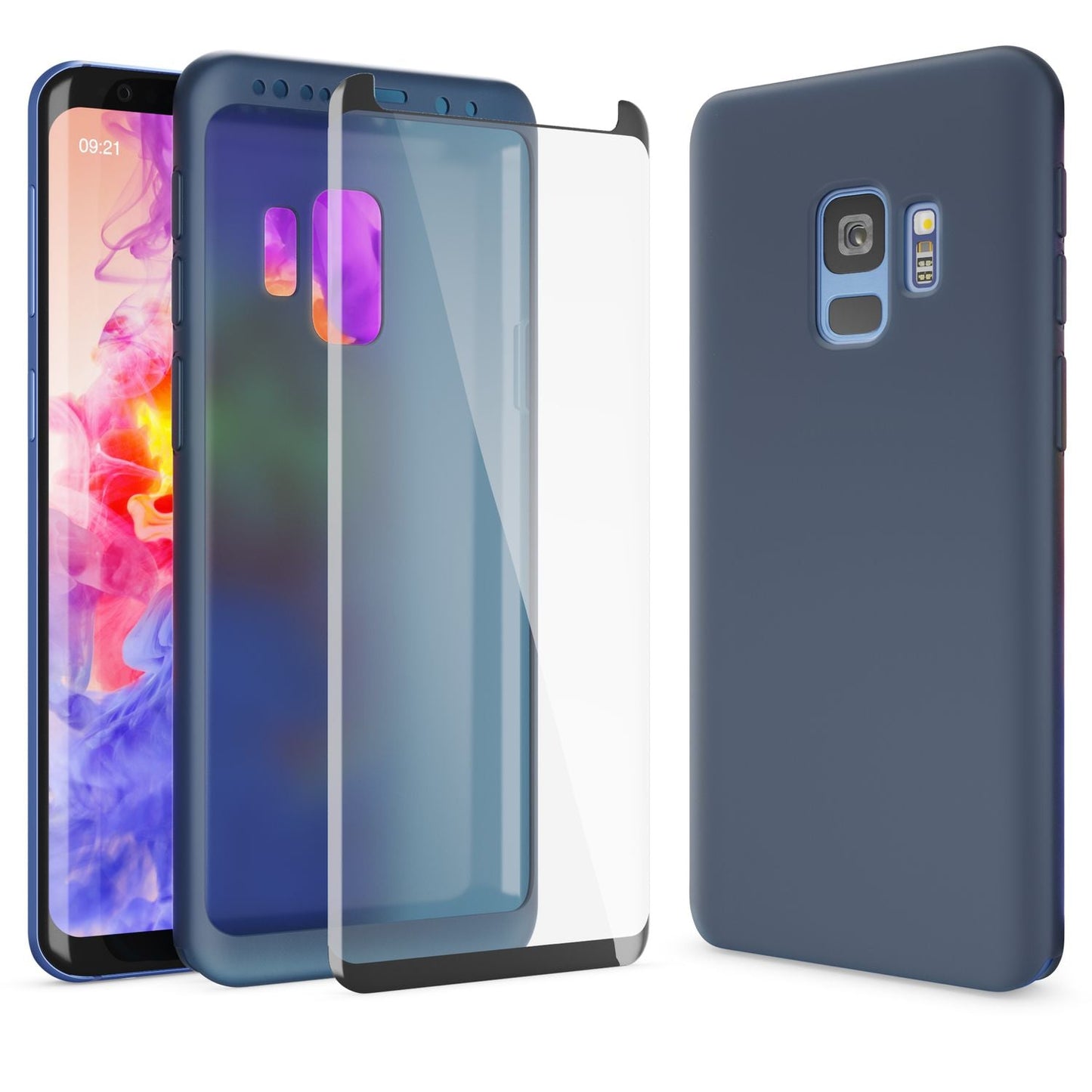 NALIA 360 Grad Hülle kompatibel mit Samsung Galaxy S9, Full Cover Handyhülle mit Schutzglas Doppel-Schutz, Dünnes Case Silikon Etui, Transparenter Displayschutz & Rückseite