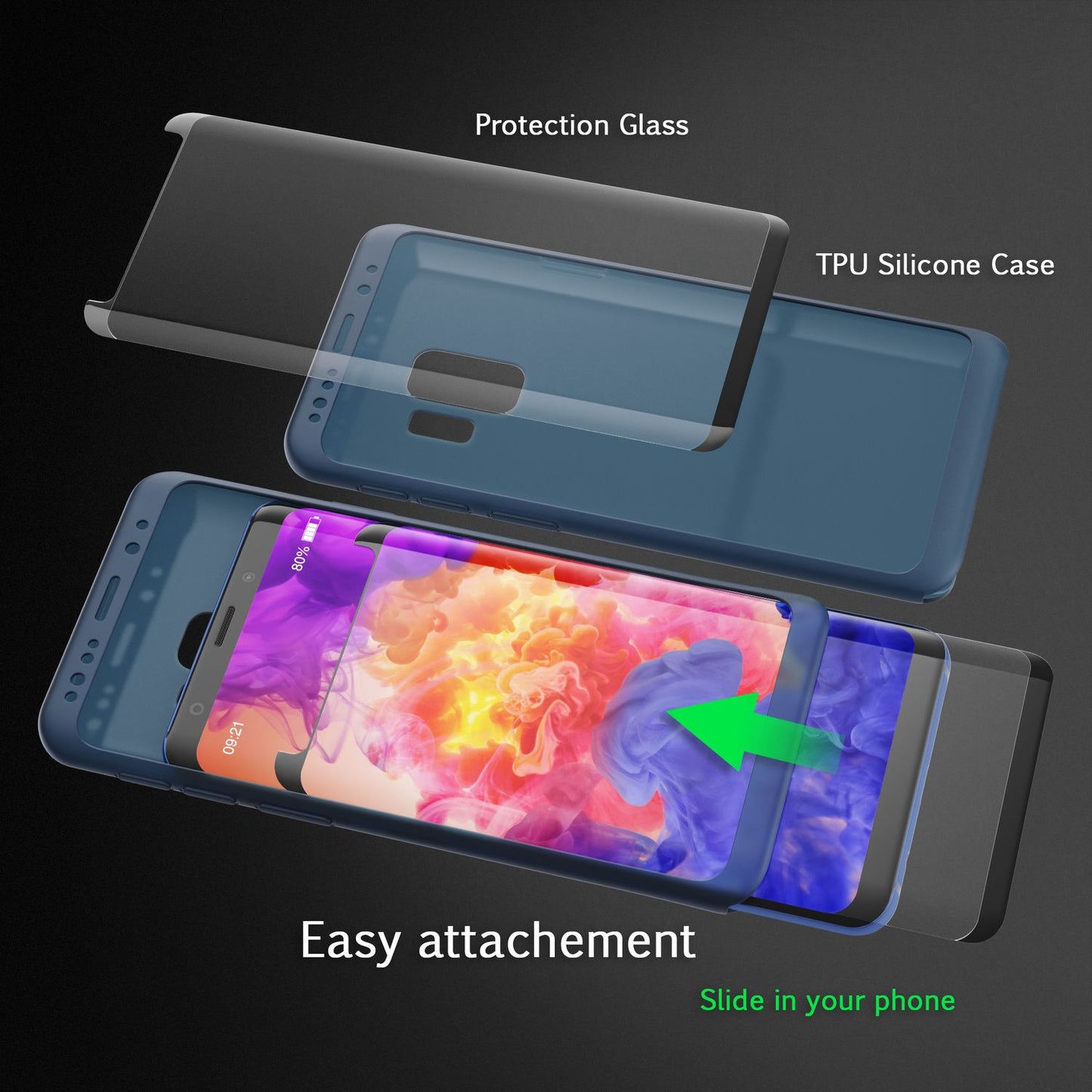 NALIA 360 Grad Hülle kompatibel mit Samsung Galaxy S9, Full Cover Handyhülle mit Schutzglas Doppel-Schutz, Dünnes Case Silikon Etui, Transparenter Displayschutz & Rückseite
