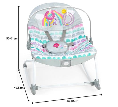 Bright Starts, Disney Baby Minnie Mouse Forever Besties, Wippe für Babies und Kleinkinder, mit beruhigenden Vibrationen, abnehmbarem Spielzeugbogen und 2 Spielzeugen, rose, 12209
