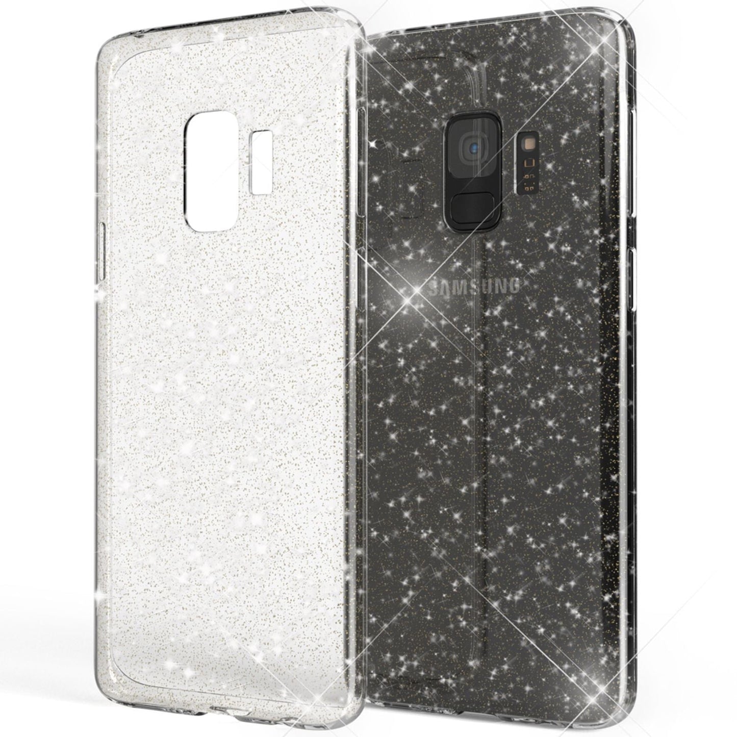 NALIA Glitzerhülle für Samsung Galaxy S9 – Funkelndes Silikon Case – DAZZLIN (Transparent & Stoßfest) – Marke aus Berlin