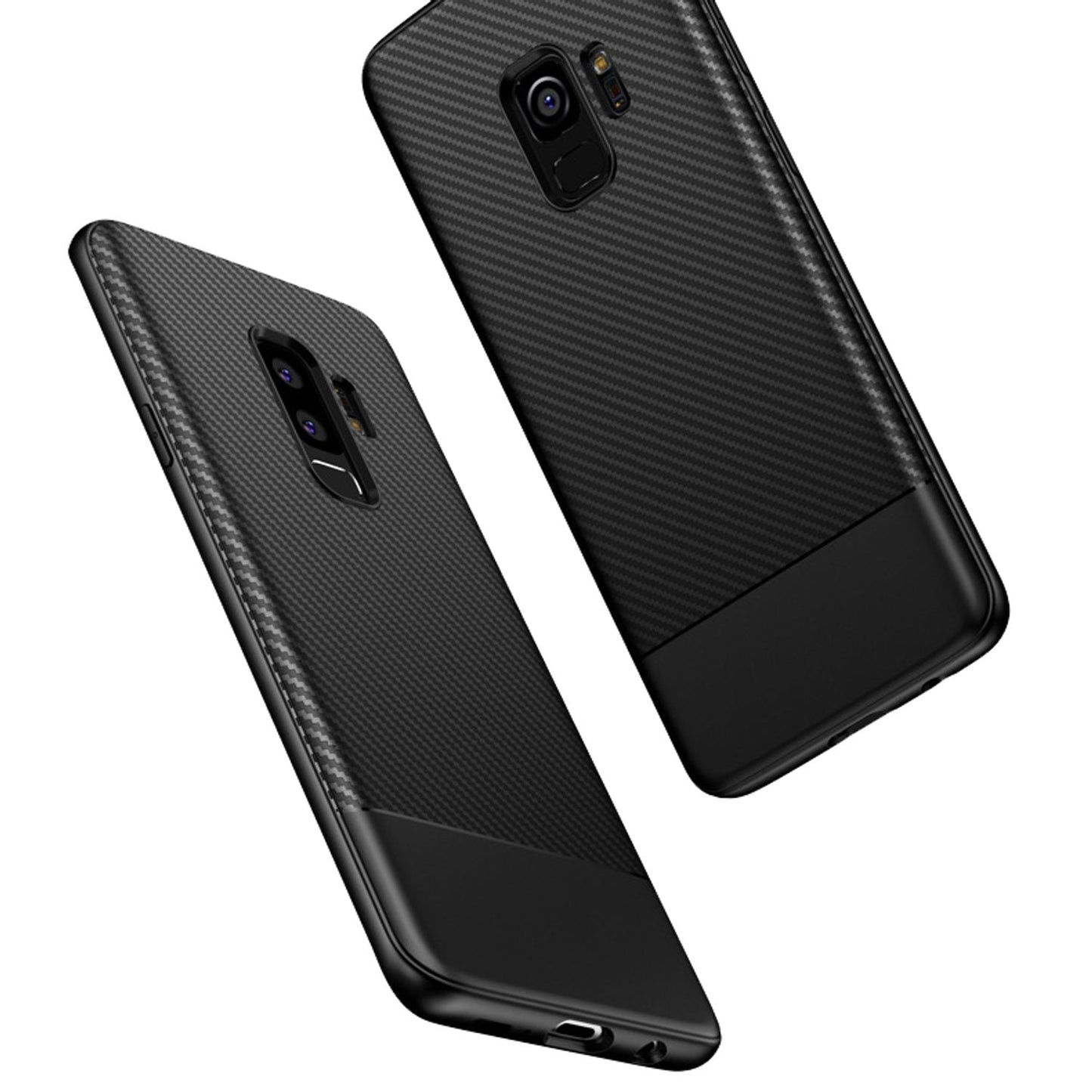 NALIA Silikonhülle für Samsung Galaxy S9 Plus – Rutschfest & Matt – VORTEX (Gebürstete Optik & Carbon Design) – Marke aus Berlin