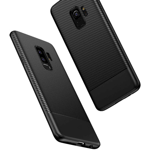 NALIA Silikonhülle für Samsung Galaxy S9 Plus – Rutschfest & Matt – VORTEX (Gebürstete Optik & Carbon Design) – Marke aus Berlin