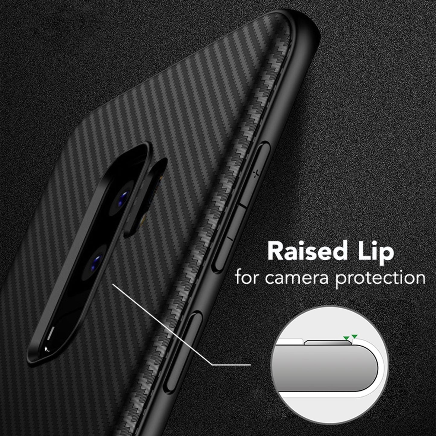 NALIA Silikonhülle für Samsung Galaxy S9 Plus – Rutschfest & Matt – VORTEX (Gebürstete Optik & Carbon Design) – Marke aus Berlin