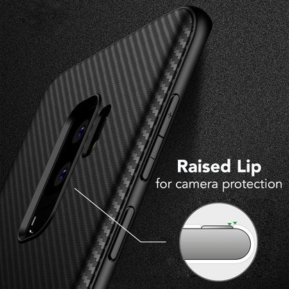 NALIA Silikonhülle für Samsung Galaxy S9 Plus – Rutschfest & Matt – VORTEX (Gebürstete Optik & Carbon Design) – Marke aus Berlin