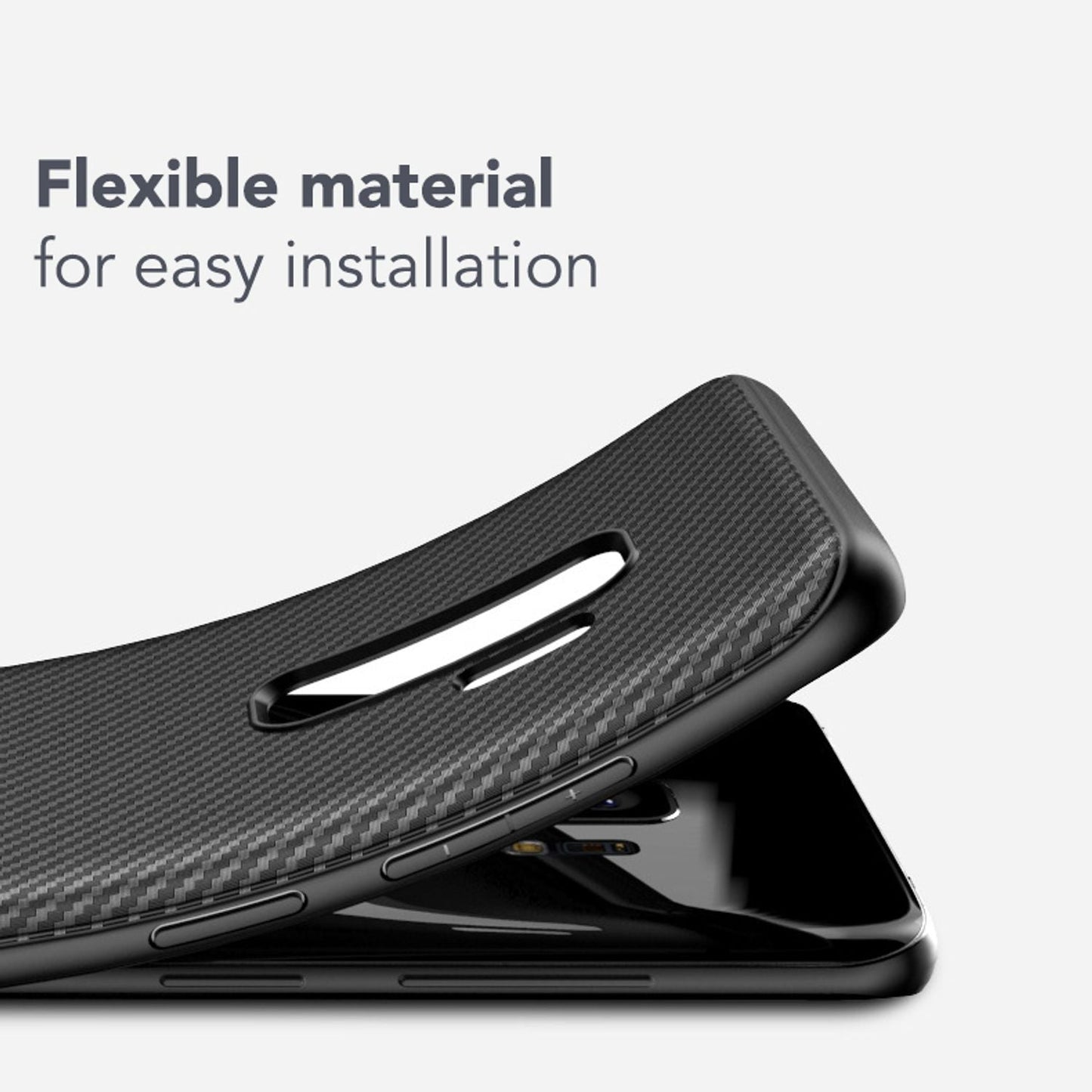 NALIA Silikonhülle für Samsung Galaxy S9 Plus – Rutschfest & Matt – VORTEX (Gebürstete Optik & Carbon Design) – Marke aus Berlin