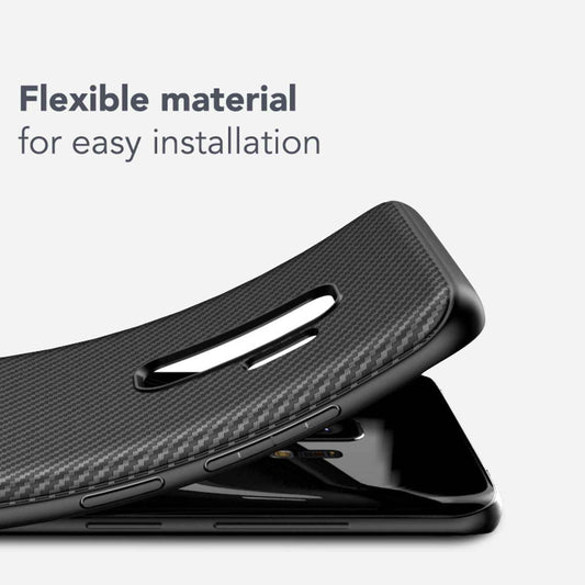 NALIA Silikonhülle für Samsung Galaxy S9 Plus – Rutschfest & Matt – VORTEX (Gebürstete Optik & Carbon Design) – Marke aus Berlin