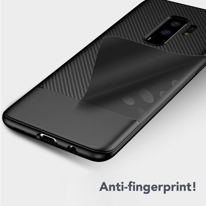 NALIA Silikonhülle für Samsung Galaxy S9 Plus – Rutschfest & Matt – VORTEX (Gebürstete Optik & Carbon Design) – Marke aus Berlin