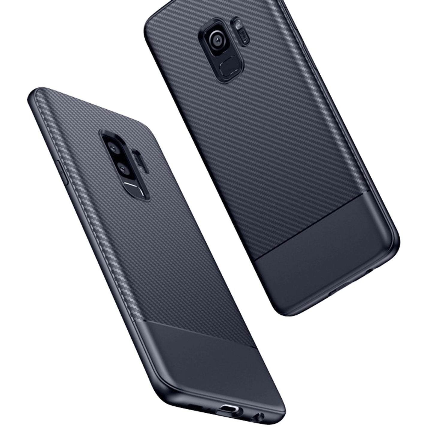 NALIA Silikonhülle für Samsung Galaxy S9 Plus – Rutschfest & Matt – VORTEX (Gebürstete Optik & Carbon Design) – Marke aus Berlin