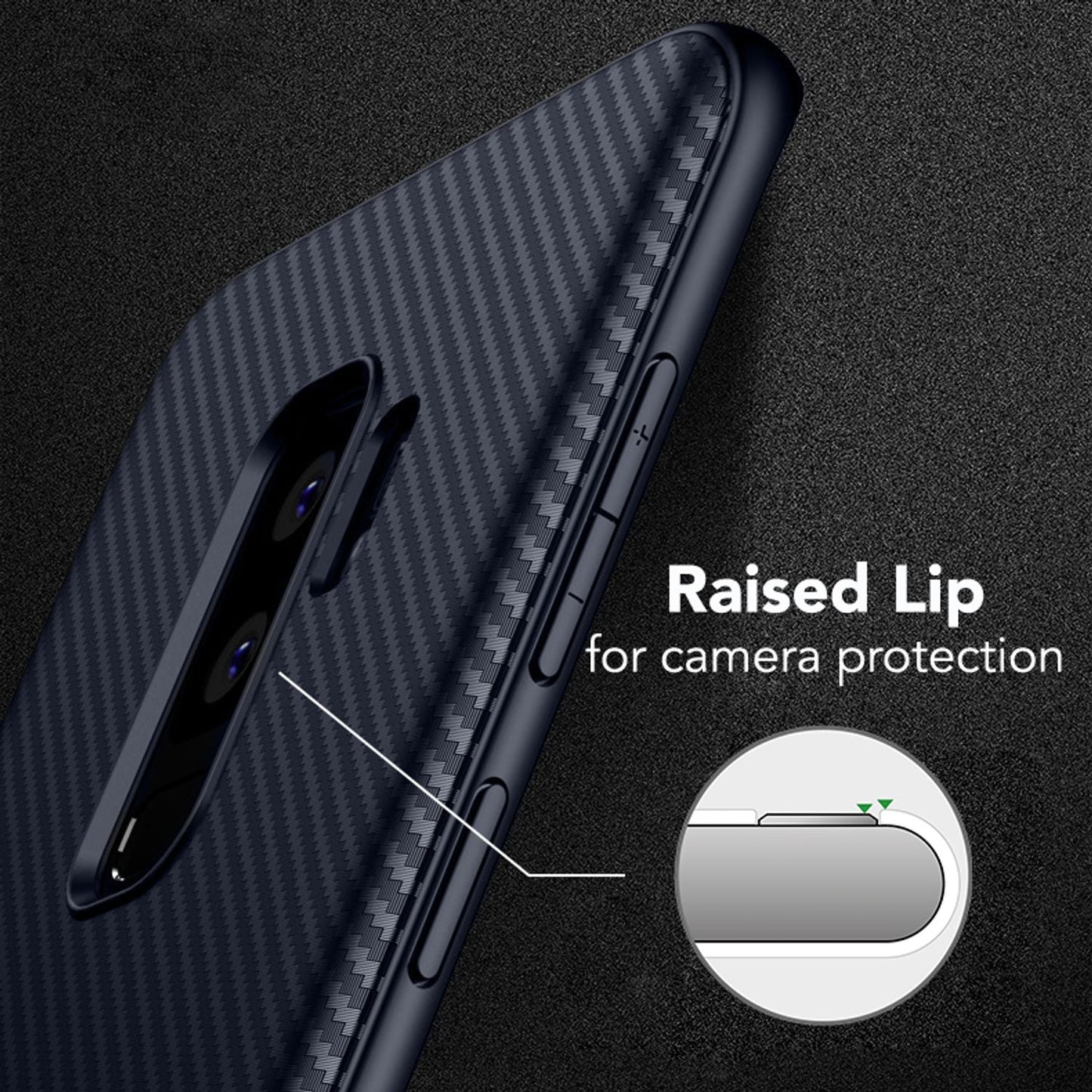 NALIA Silikonhülle für Samsung Galaxy S9 Plus – Rutschfest & Matt – VORTEX (Gebürstete Optik & Carbon Design) – Marke aus Berlin