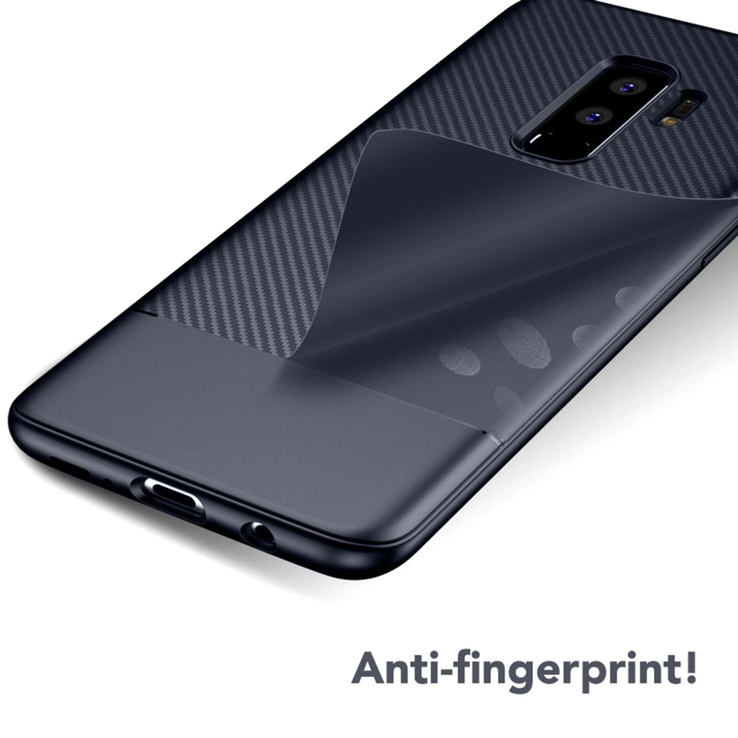 NALIA Silikonhülle für Samsung Galaxy S9 Plus – Rutschfest & Matt – VORTEX (Gebürstete Optik & Carbon Design) – Marke aus Berlin