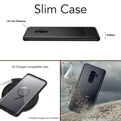 NALIA Silikonhülle für Samsung Galaxy S9 Plus – Rutschfest & Matt – VORTEX (Gebürstete Optik & Carbon Design) – Marke aus Berlin