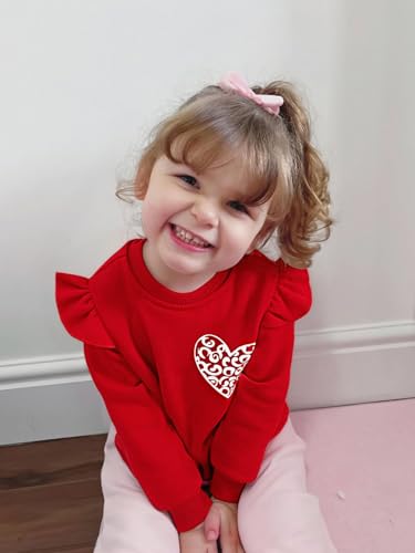 Mädchen Herz Pullover Baumwolle Kinder Valentinstag Sweatshirt Crew Neck Langarm Winter Kleidung Tops 2-7 Jahre