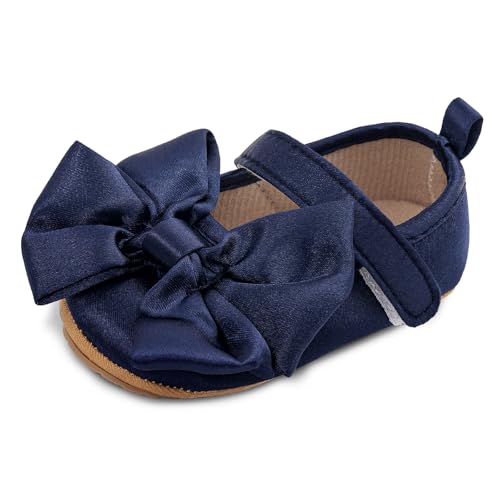 MASOCIO Babyschuhe für Mädchen mit Schleife – Rutschfeste Party Ballet Flats für Kleinkinder