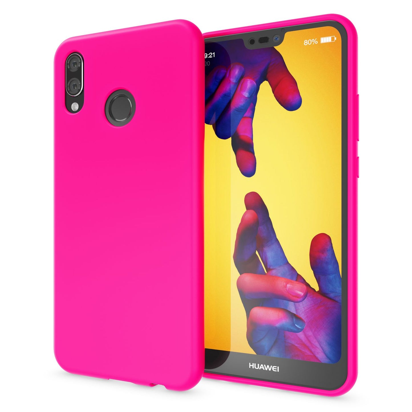 NALIA Neon Silikonhülle für Huawei P20 Lite – Soft-Touch & Signal-Neon – NEONSHOCK (Matte Schutzhülle) – Marke aus Berlin