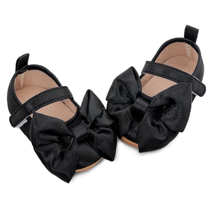 MASOCIO Babyschuhe für Mädchen mit Schleife – Rutschfeste Party Ballet Flats für Kleinkinder