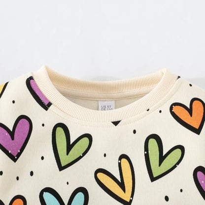 Mädchen Herz Pullover Baumwolle Kinder Valentinstag Sweatshirt Crew Neck Langarm Winter Kleidung Tops 2-7 Jahre
