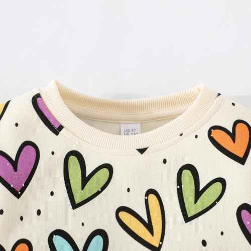 Balkorith Girls' Heart Pullover Cotton Children's Valentine's Day Sweatshirt Crew Neck Long Sleeve Winter Clothing Tops 2-7 Years