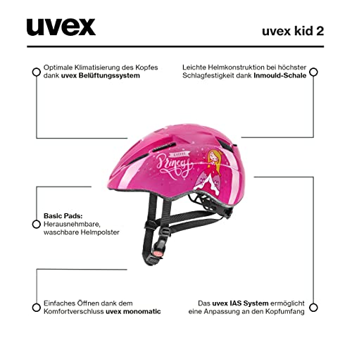 uvex Kid 2 - Lightweight bicycle helmet for children - individual size adjustment - expandable with LED light 