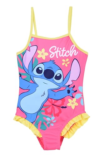 Disney Stitch Girls Flower Design Summer One Piece Swimsuit Kids Swimming Costume Sizes 3 to 8 Years