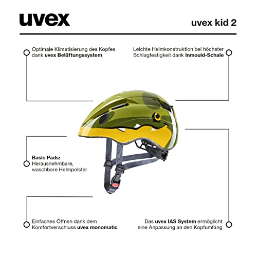 uvex Kid 2 - Lightweight bicycle helmet for children - individual size adjustment - expandable with LED light 