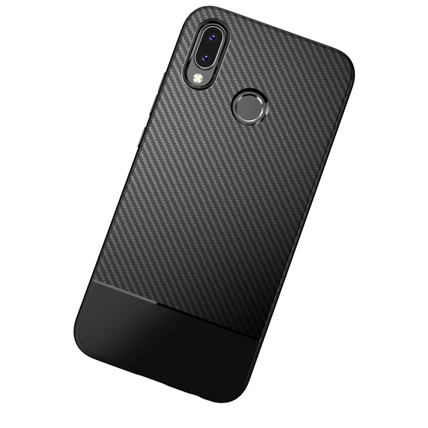 NALIA Silikonhülle für Huawei P20 Lite – Rutschfest & Matt – VORTEX (Gebürstete Optik & Carbon Design) – Marke aus Berlin