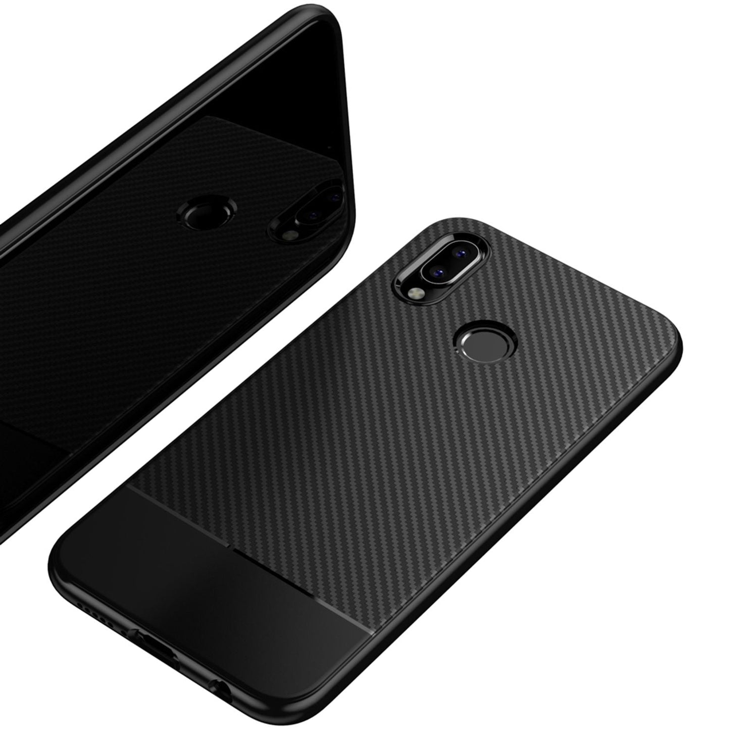 NALIA Silikonhülle für Huawei P20 Lite – Rutschfest & Matt – VORTEX (Gebürstete Optik & Carbon Design) – Marke aus Berlin
