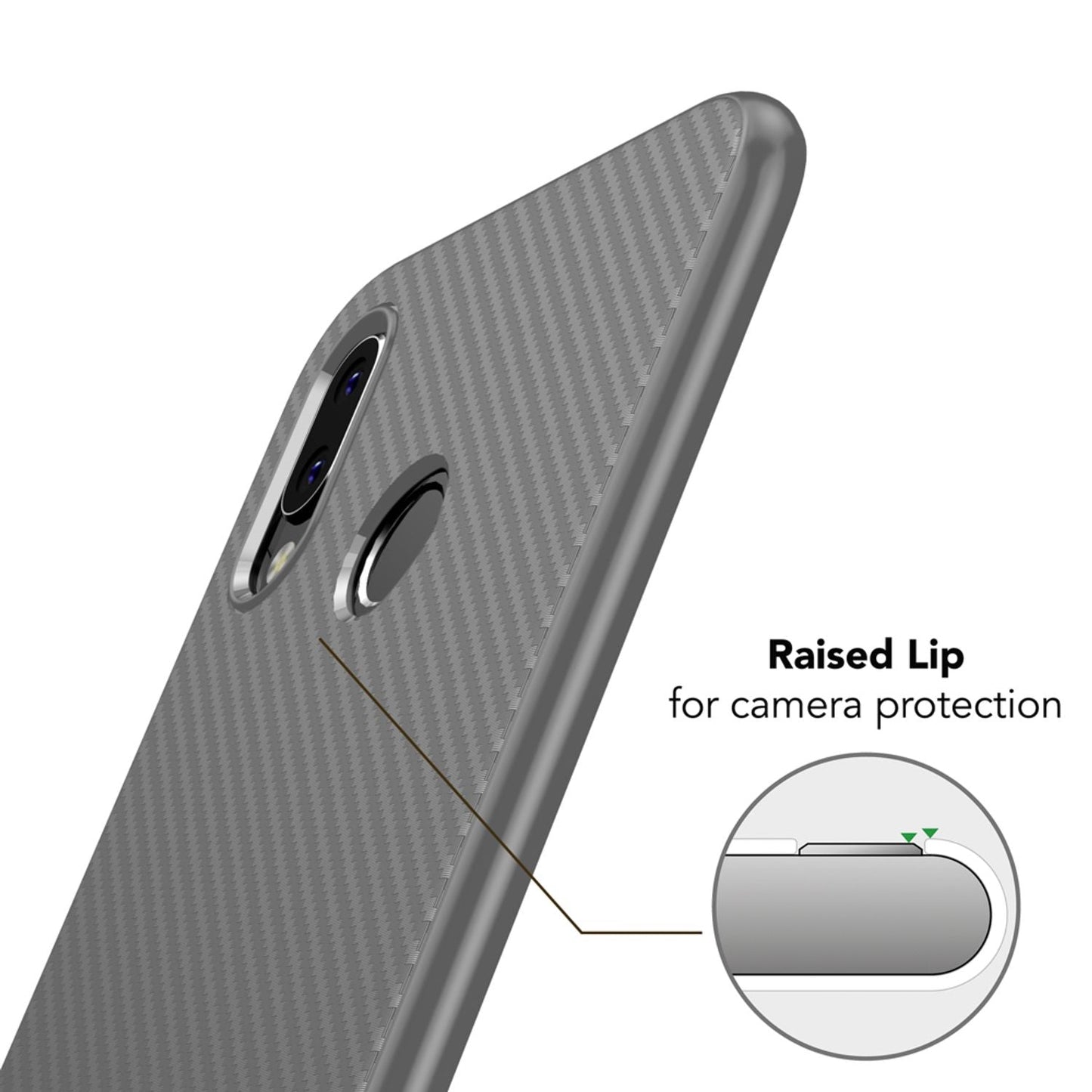 NALIA Silikonhülle für Huawei P20 Lite – Rutschfest & Matt – VORTEX (Gebürstete Optik & Carbon Design) – Marke aus Berlin