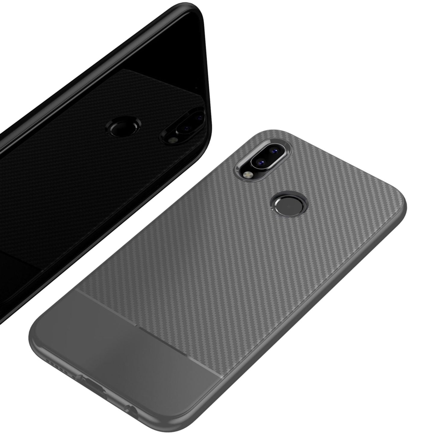 NALIA Silikonhülle für Huawei P20 Lite – Rutschfest & Matt – VORTEX (Gebürstete Optik & Carbon Design) – Marke aus Berlin