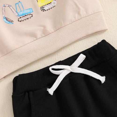 Baby Boys Soft Clothing Sets Toddler Cute Two Piece Outfit Long Sleeve Tractor Print Sweatshirt and Trousers Set Autumn Winter Jogging Suit 